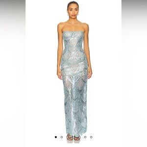 Bronx and Banco Giselle Sequin Maxi Dress in Powder Blue